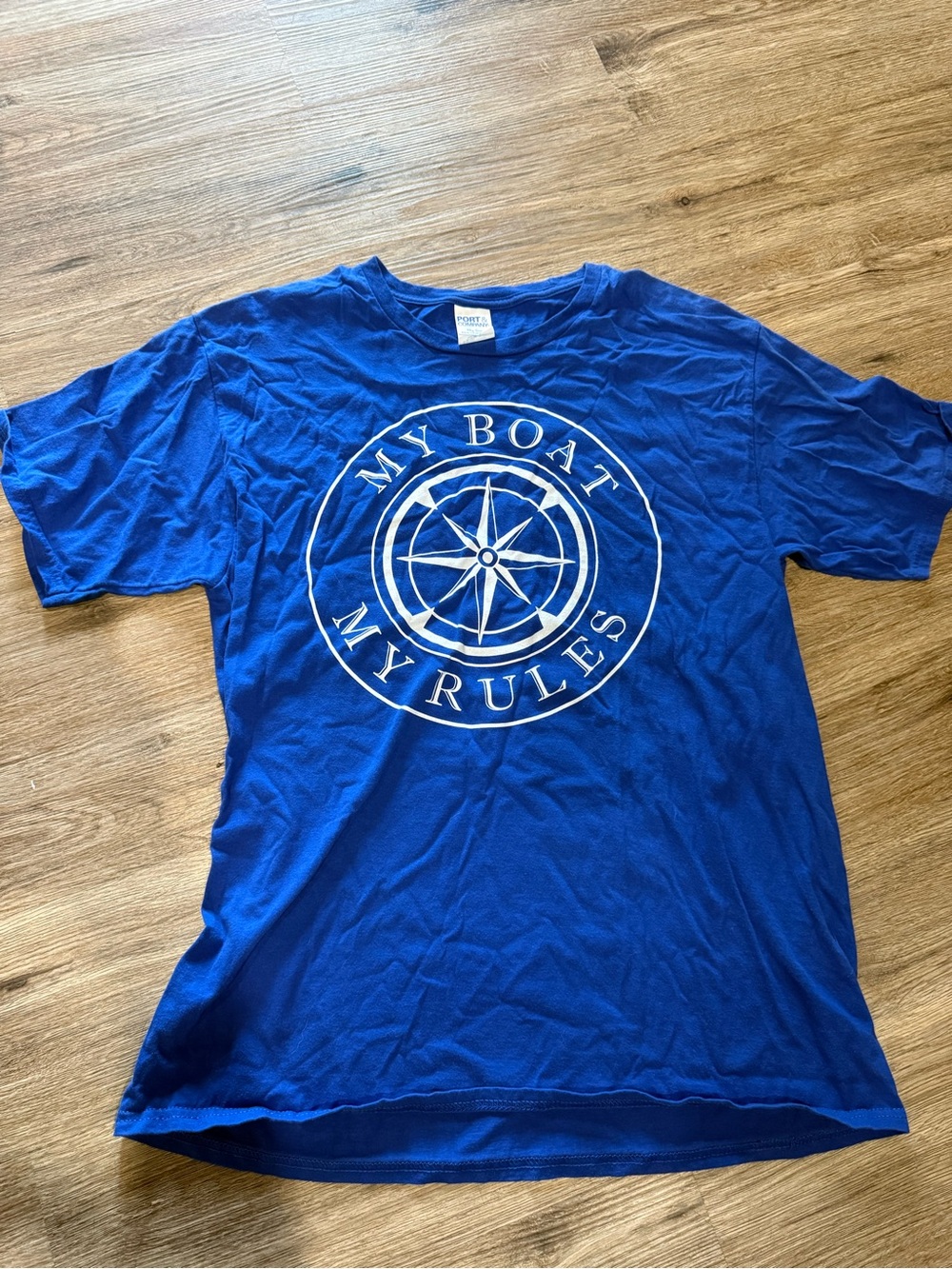 My Boat My Rules Graphic Crew Neck Tee - Blue
